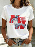 Women's Music-Print Casual Crew-Neck Top