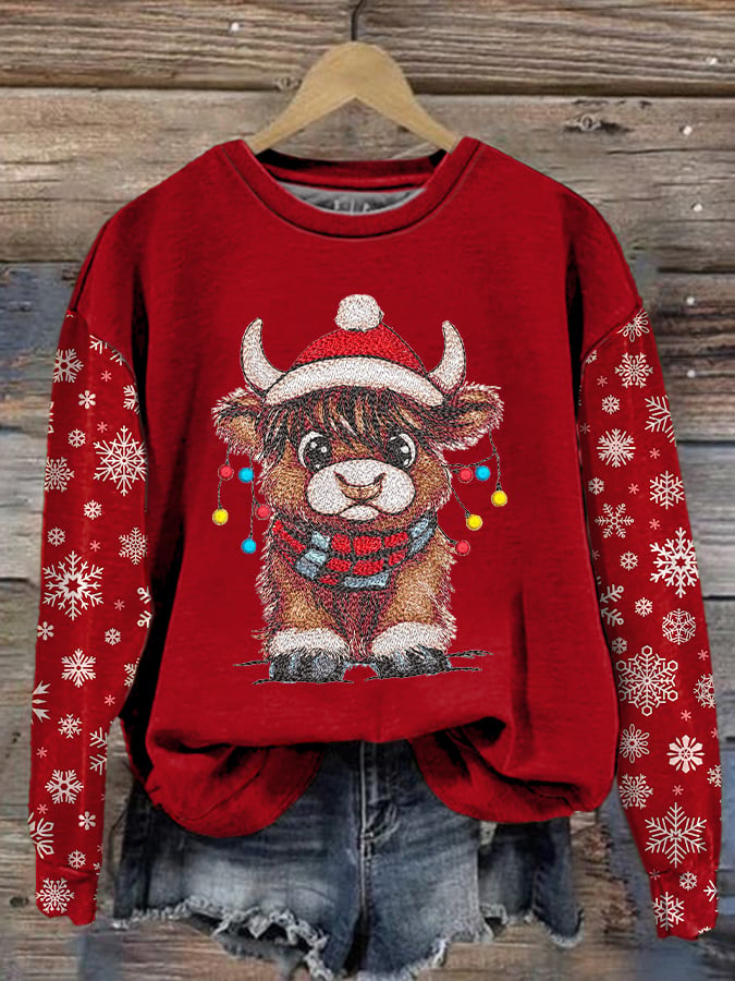 Women's Casual Christmas Highland Yak Sweatshirt