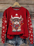 Women's Casual Christmas Highland Yak Sweatshirt