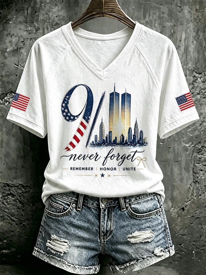 Women's  Retro  9.11 Never Forget Print T-shirt