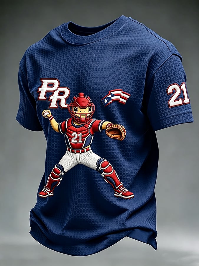 Men's Puerto Rico Baseball Print Short-Sleeve T-Shirt