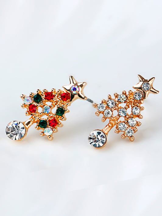 Diamond Christmas Tree Stud Earrings