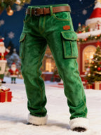 Men's Retro Stitching Functional Wear-Resistant Ripstop Zipper Pocket Work Pants