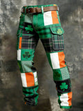 Men's Retro St. Patrick's Shamrock Print Multi-Pocket Cargo Pants