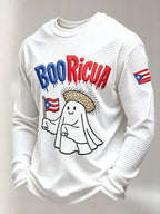 Men's Boricua Halloween Waffle-Knit Long-Sleeve Top