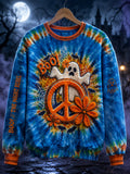 Women'S Hey Boo Hippie Ghost Halloween Print Sweatshirt