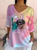 Puerto RIco Singer Boricua Flowers Printed Long Sleeve Top