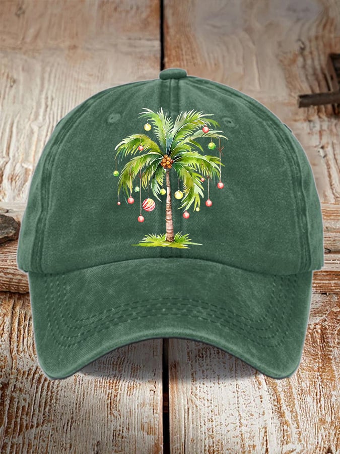 Women's Casual Christmas Palm Tree Print Baseball Cap