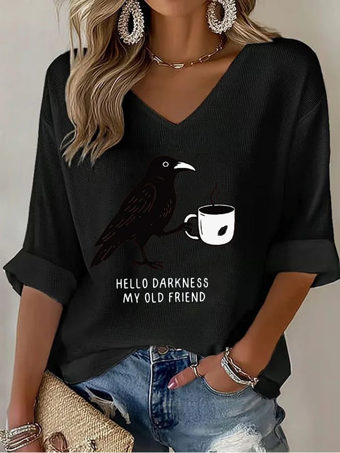Women's Hello Darkness Halloween Print Shirt