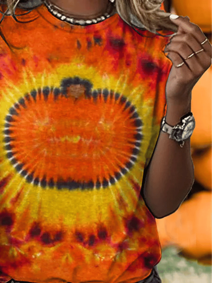 Women's Autumn Gold Pumpkin Print T-Shirt