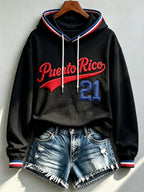 Women's Baseball-themed casual printed long-sleeve sweatshirt, No. 21