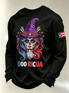 Men's Boricua Halloween Waffle-Knit Long-Sleeve Top