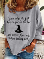 Women's Halloween Witch Printed Crew Neck Sweatshirt