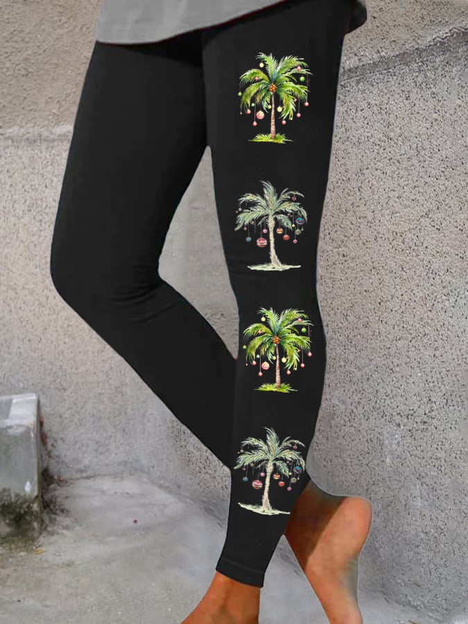 Women'S Casual Merry Chrismas Printed Leggings