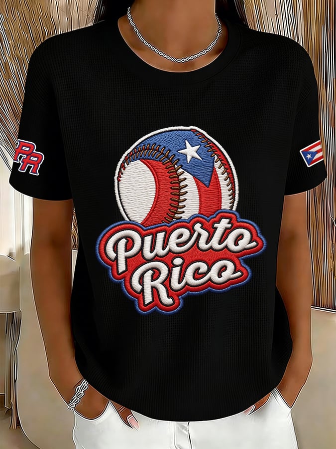 Women's Retro Baseball  Print T-Shirt