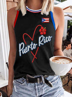 Women's Baseball Print Crew Neck Vest