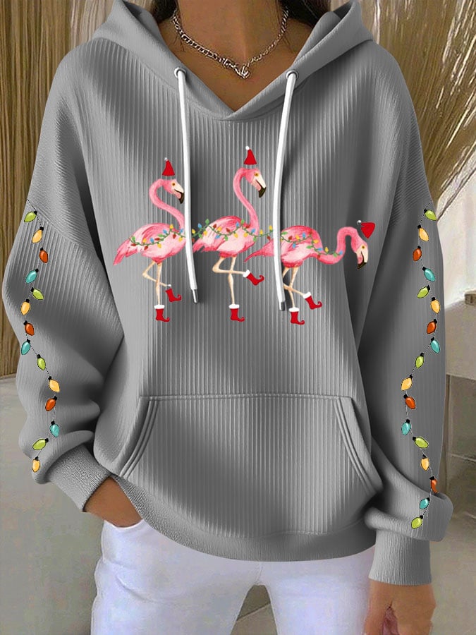 Women's Christmas Flamingo Print Casual Sweatshirt