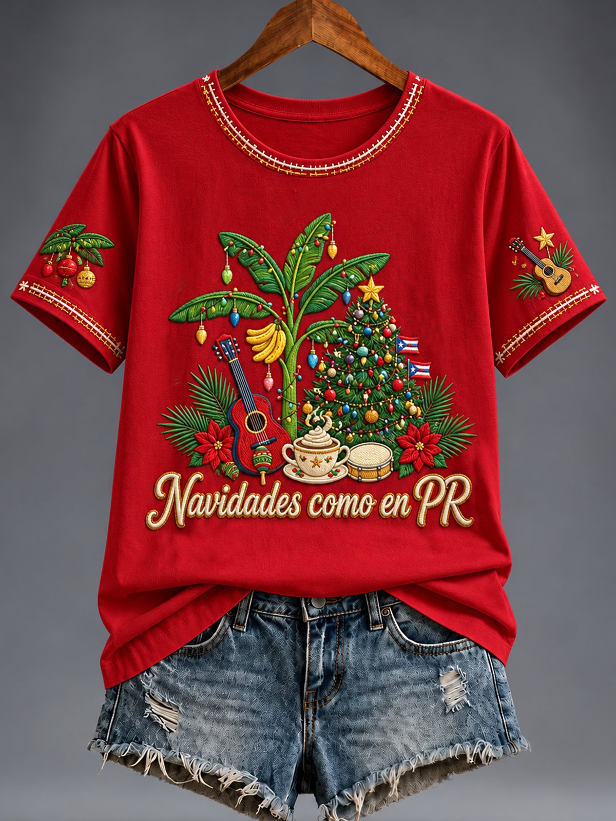 Women'S  Puerto Rico Christmas Print T-Shirt