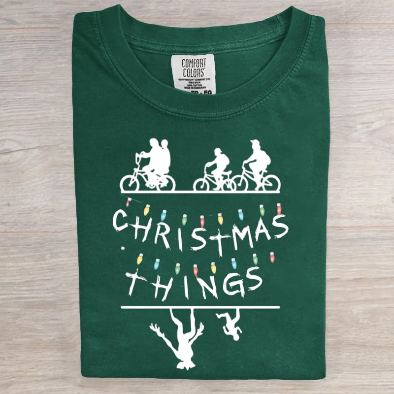 Christmas Things Welcome to the Upside Down 80s Horror Art Print Casual T-Shirt