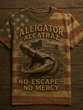 Men's Fashion Casual Crocodile Island Print T-Shirt