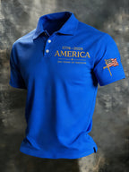 Men's Patriotic Print Polo Shirt