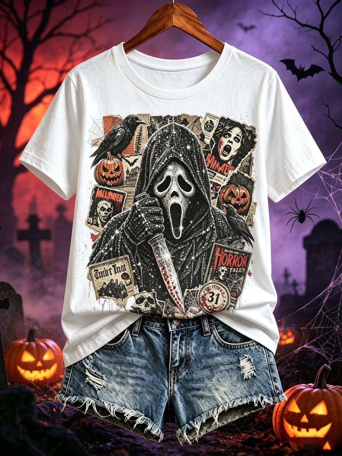 Women's Halloween Casual Art Printed T-shirt