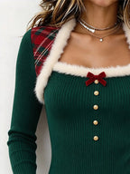 Women's Long-Sleeve Top with Raw-Edge Paneling