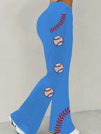 Women's Baseball Print Comfortable Flared Pants