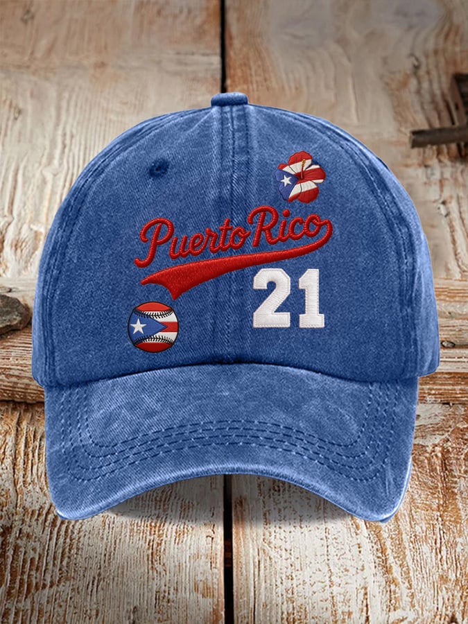 Puerto Rico Baseball Print Baseball Cap