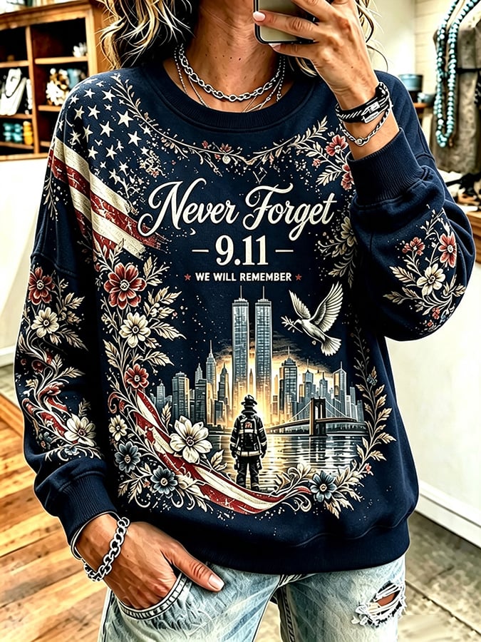 Women's Never Forget September 11 Print Top