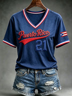 Women's Casual Puerto Rico Print Top