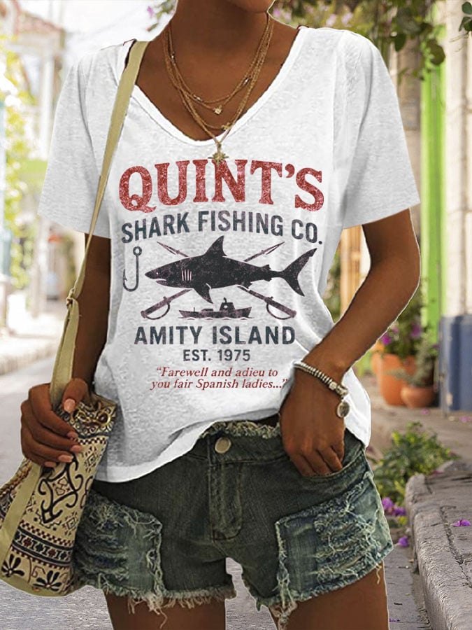Women's Great White Shark Print Comfort Short Sleeve T-Shirt