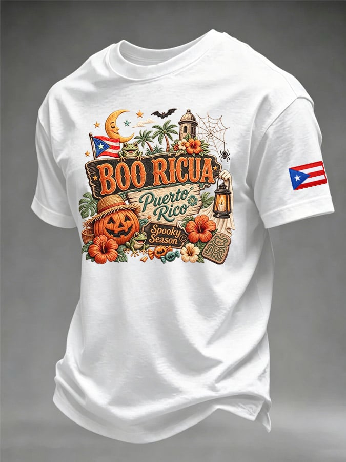 Men's Puerto Rico Halloween Printed Short-Sleeve T-Shirt