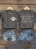V-Neck Retro 87 Football My English Teacher And Gym Teacher Are Getting Married Print T-Shirt