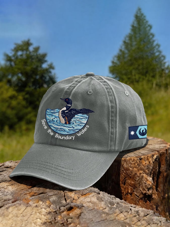 Retro Save The Boundary Waters Mn State Loon Print Baseball Cap