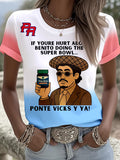 Women's Printed Round V-Neck T-Shirt