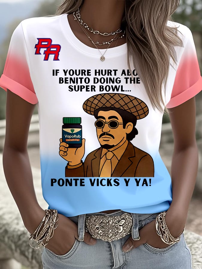 Women's Printed Round V-Neck T-Shirt