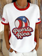 Women's Retro Baseball  Print T-Shirt