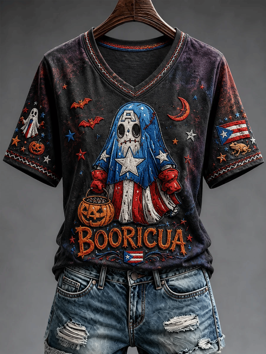 Women's Puerto Rico Halloween Print T-Shirt