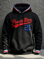 Men's Baseball Print Hoodie with Number 21