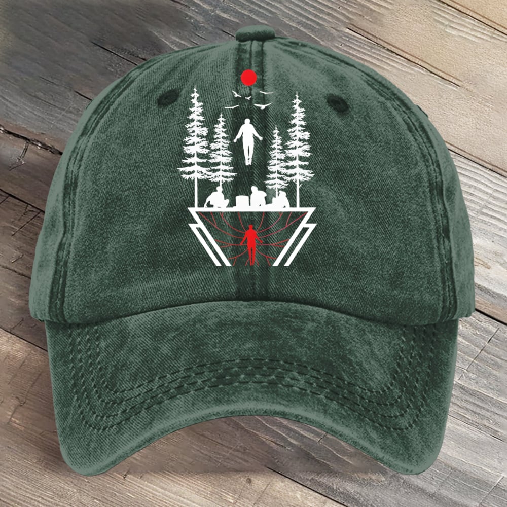 Stranger Upside Down Hawkins 80s Horror Art Printed Cap