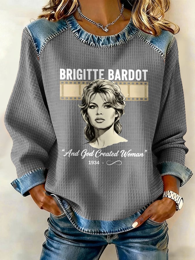 Retro B.B. And God Created Woman Print Sweatshirt