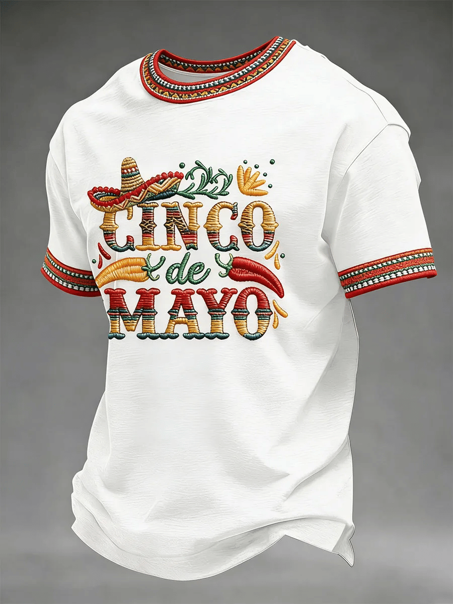 Men's Mexican Art Cinco de Mayo Printed Casual T-shirt