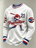 Men's Puerto Rico Baseball Print Long-Sleeve T-Shirt