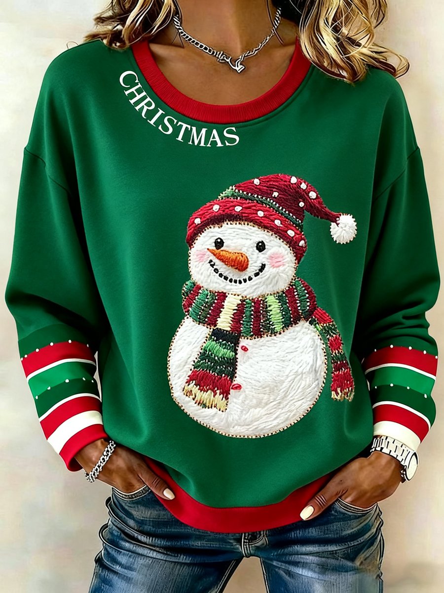Vintage Merry Christmas Print Sweatshirt