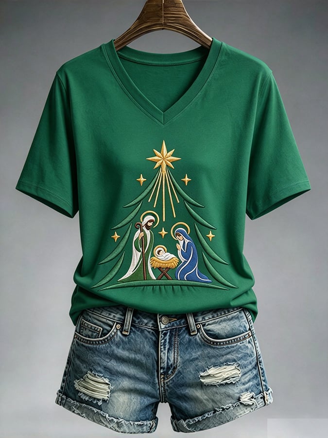Women's Christmas Nativity Print Casual Sweatshirt