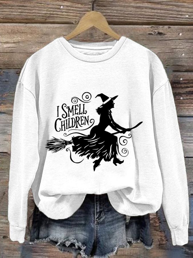 Women's I Smell Children Salem Witch Trials Print Sweatshirt
