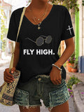 Women's “Hot Singer” Printed V-Neck T-Shirt