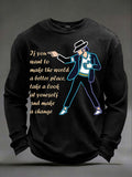 Men's Pop Music Legend  Print Crew Neck Top