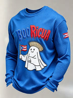 Men's Boricua Halloween Waffle-Knit Long-Sleeve Top